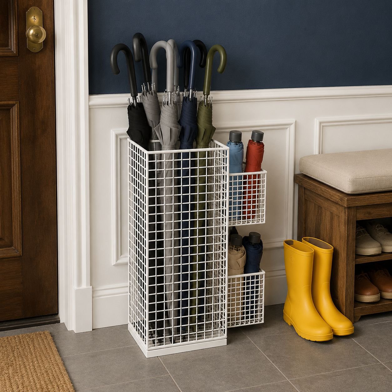 Entryway umbrella rack with minimalist design