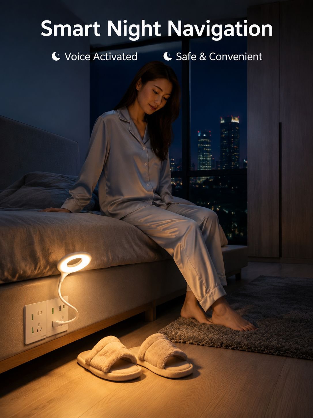 Smart voice-activated portable night light