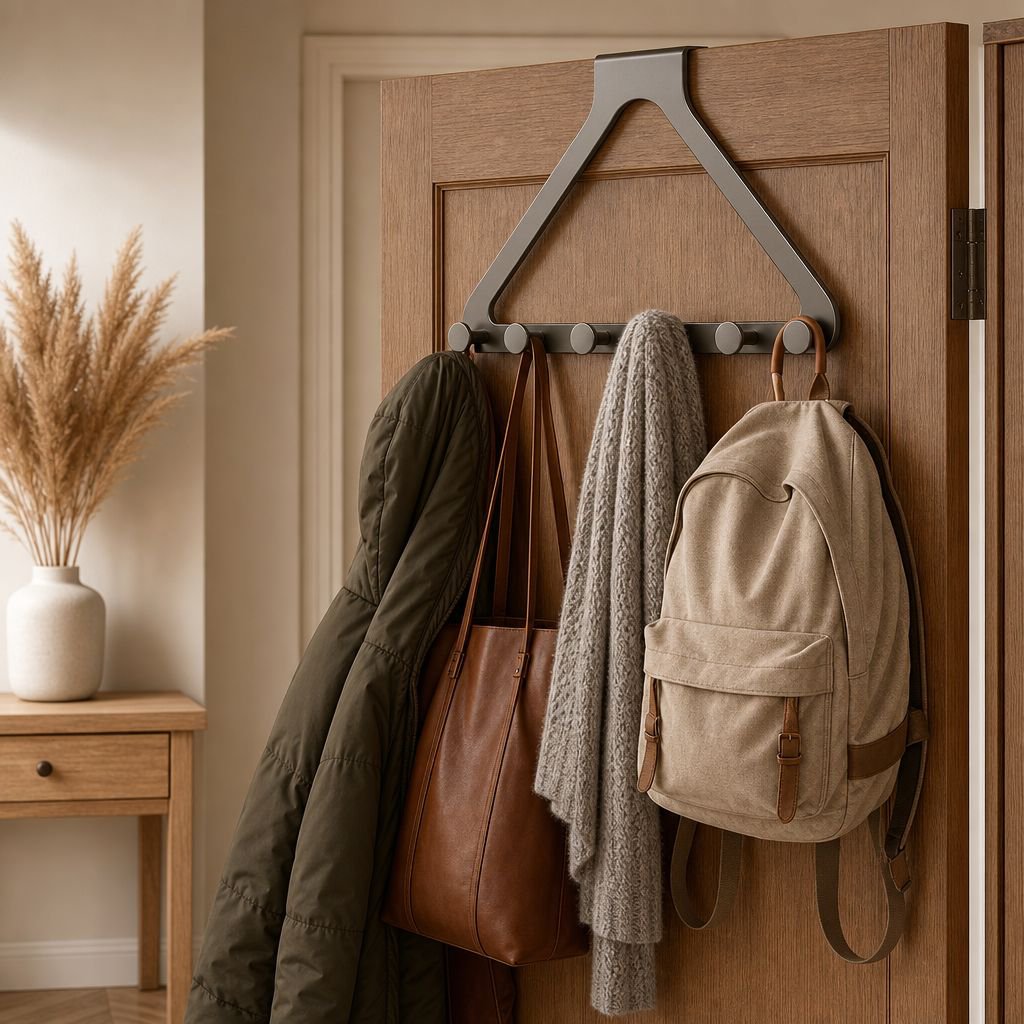 No-Nail Over-the-Door Hooks Wall Storage Shelf