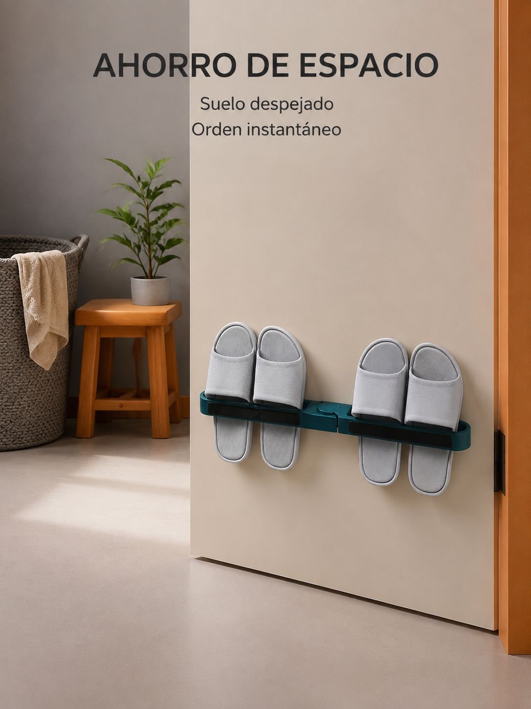 Soporte para zapatillas de baño sin taladro, estante de pared para escurrir y organizar zapatos