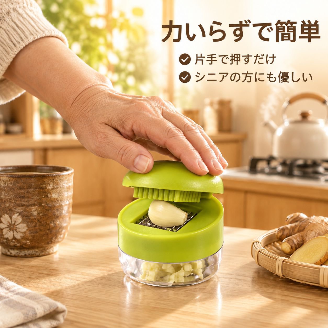 手動ガーリックプレス ニンニク潰し器 多機能 キッチン用 生姜 ネギ にんにく絞り 離乳食 調理器具
