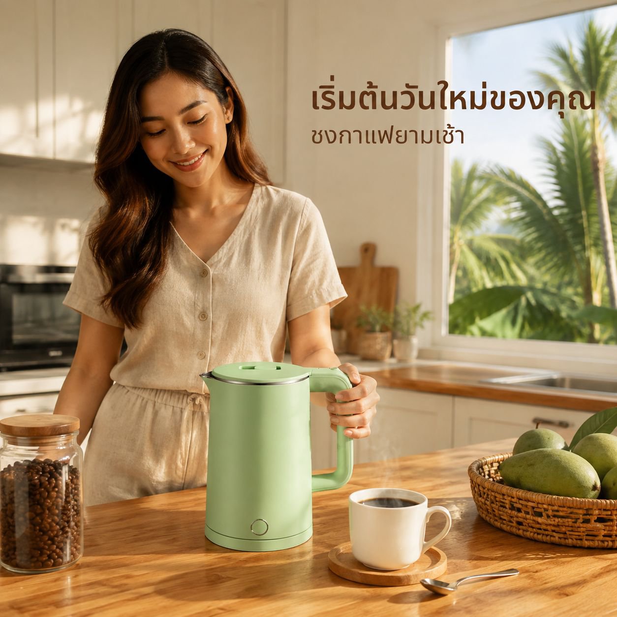 กาต้มน้ำไฟฟ้าสแตนเลสสองชั้น