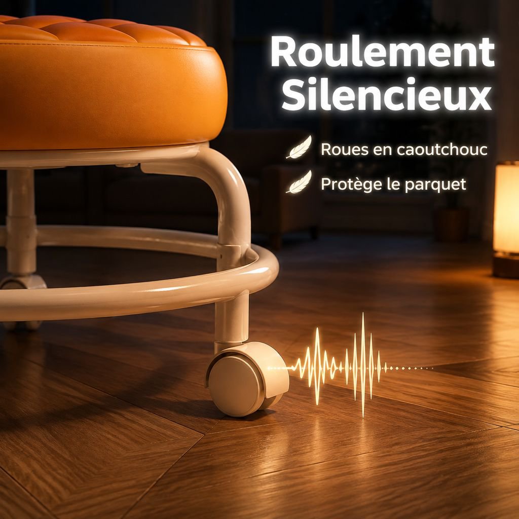 Tabouret de canapé portable avec roulettes pivotantes