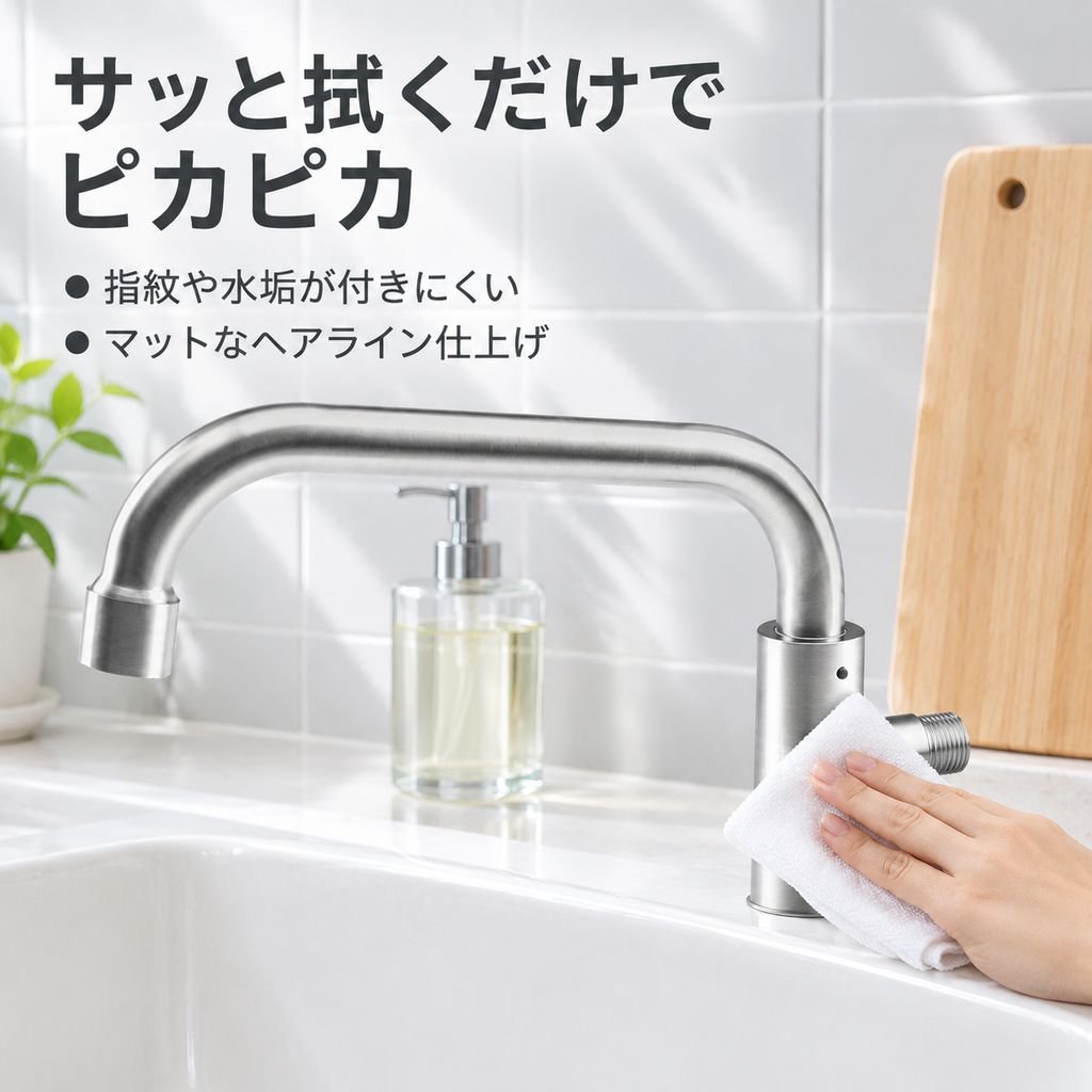 キッチン用ステンレス製回転式蛇口