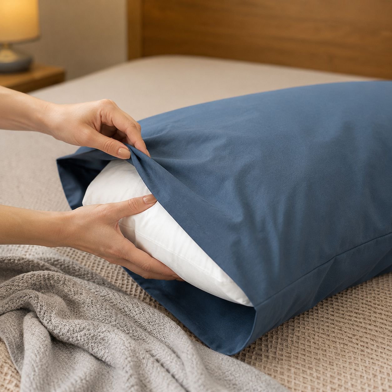 48x74 Simple Home Pillowcase, Washed Cotton, Brushed, Solid Color Pillowcase