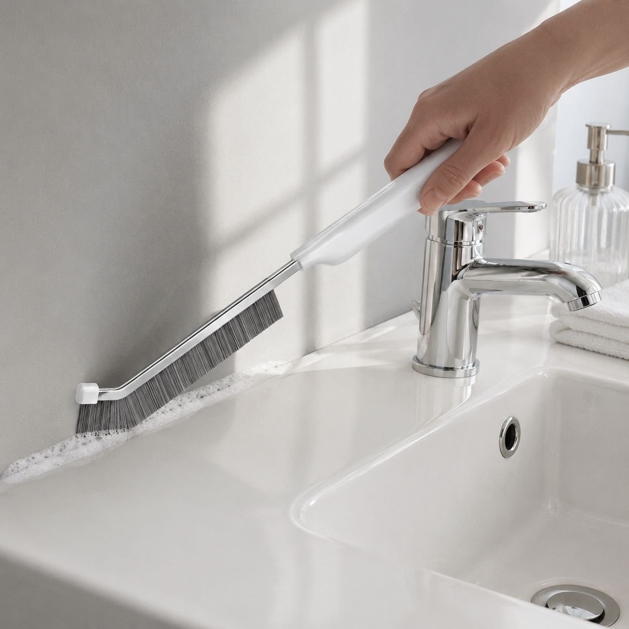Versatile cleaning brush for bathroom and tiles