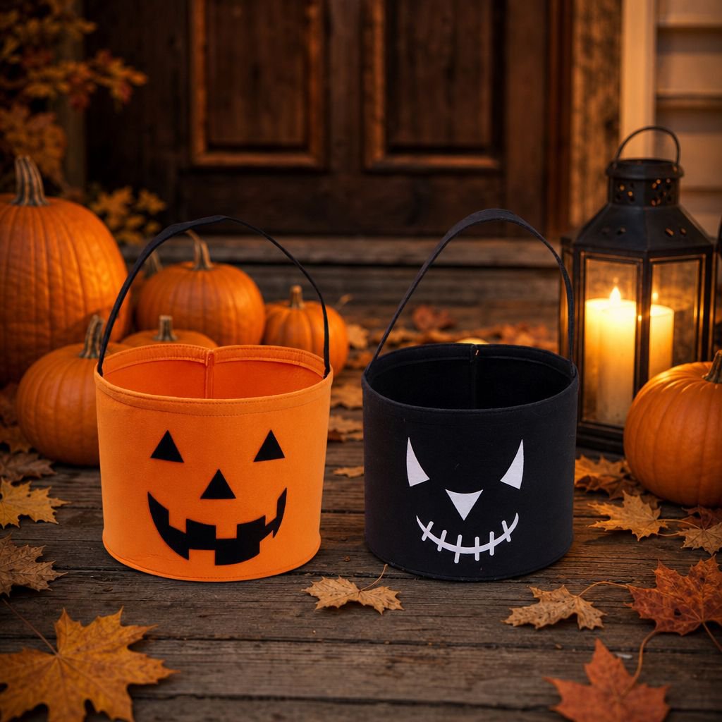 Halloween Cartoon Felt Handbag Storage Bucket