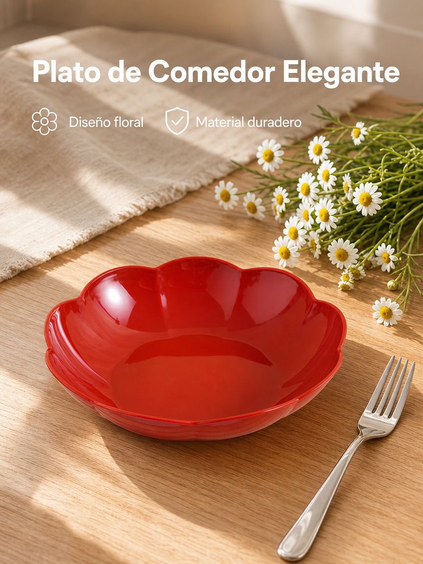 Plato de PP resistente a caídas con diseño floral