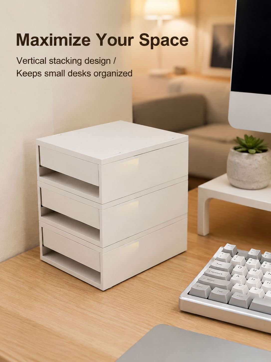 Stackable storage drawers arranged to save space