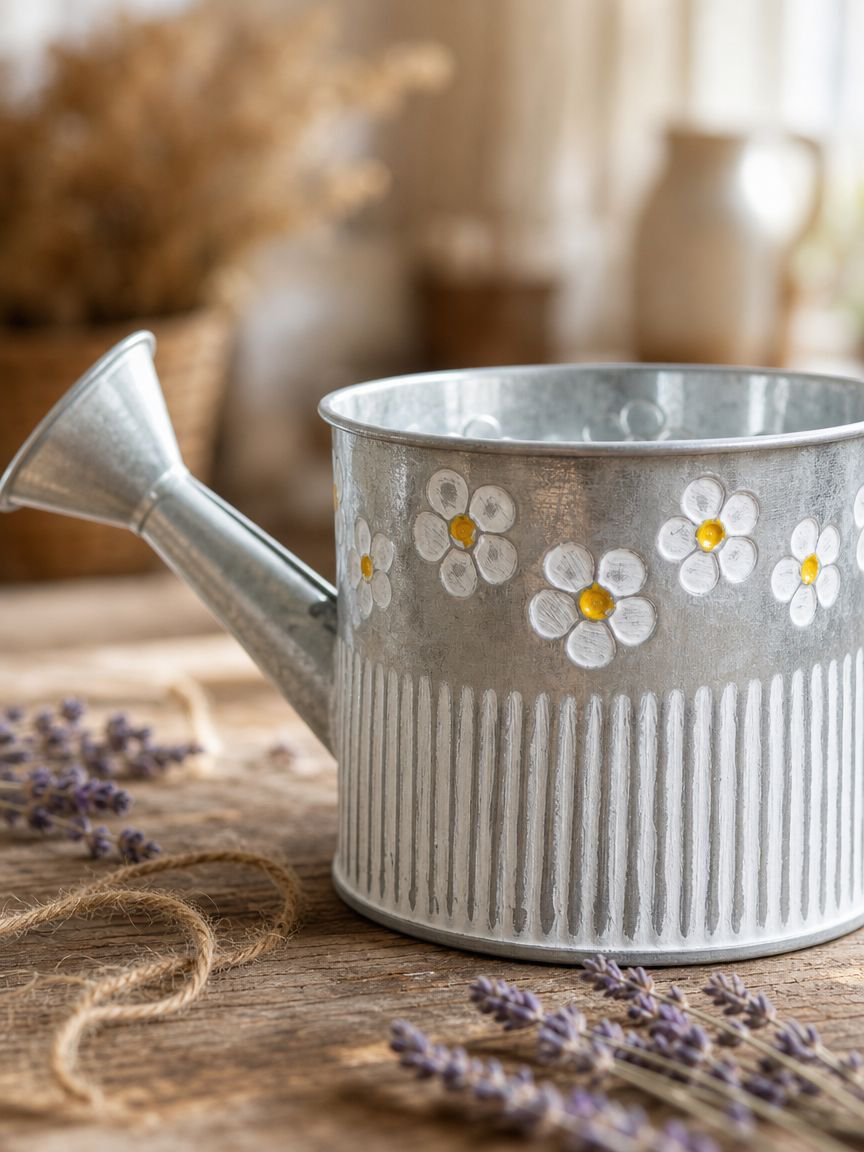 Vintage tin bucket flower pot for balcony decor