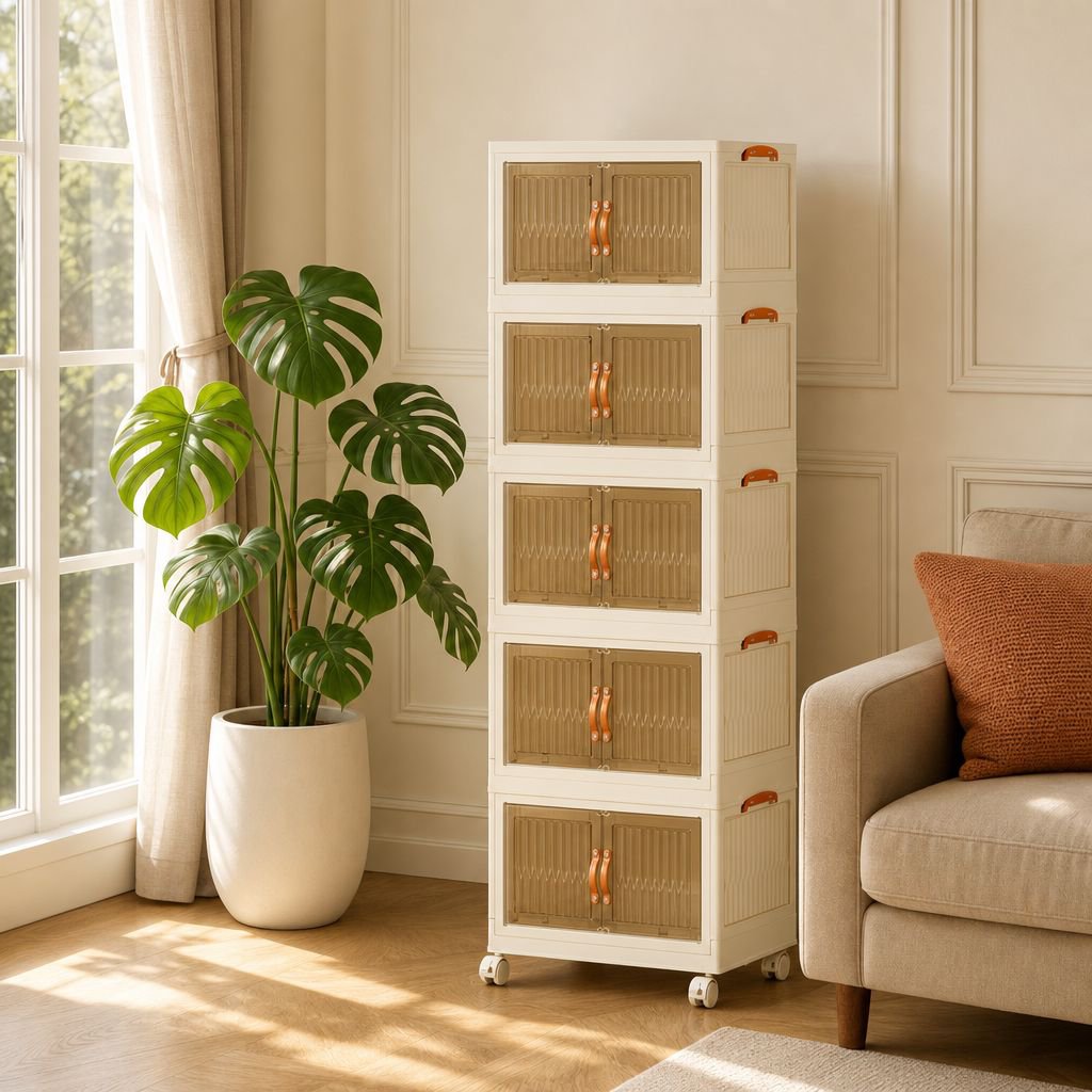 Armoire de rangement pliable magnétique en plastique pour vêtements, salon