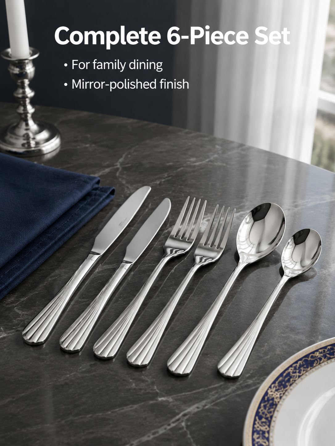 6PCS Stainless Steel Tableware Set - Spoons and Forks Combo