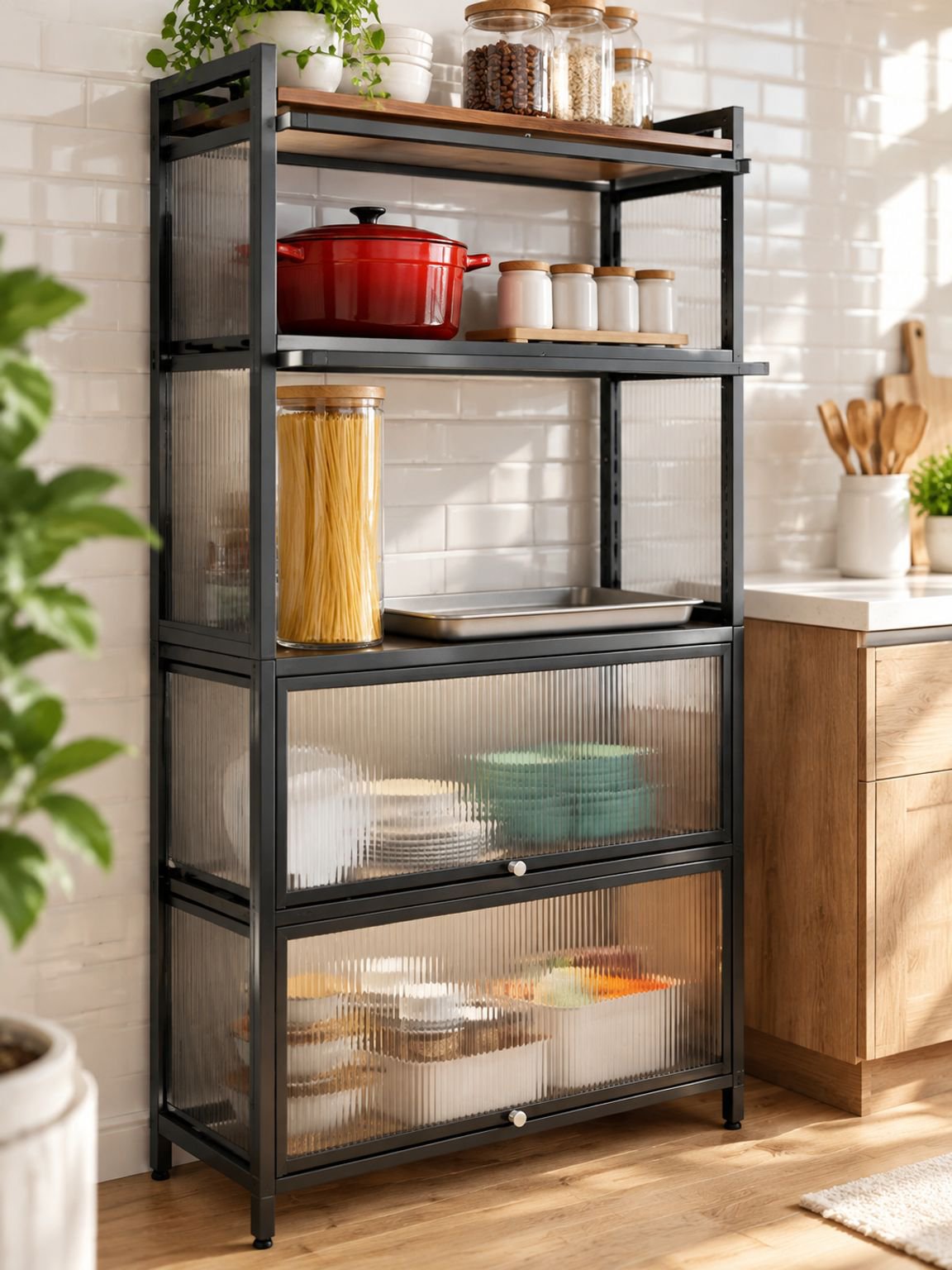 Multi-Tier Kitchen Storage Cabinet