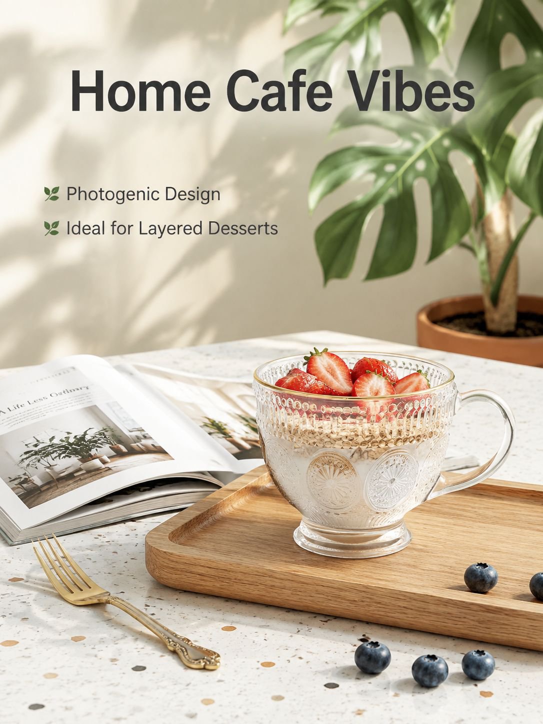 Household Clear Glass Breakfast Mug