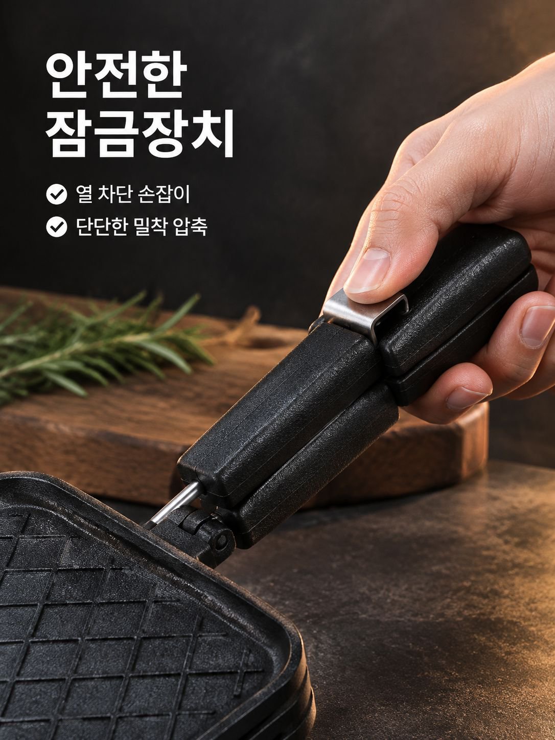 손잡이가 있는 논스틱 샌드위치 메이커