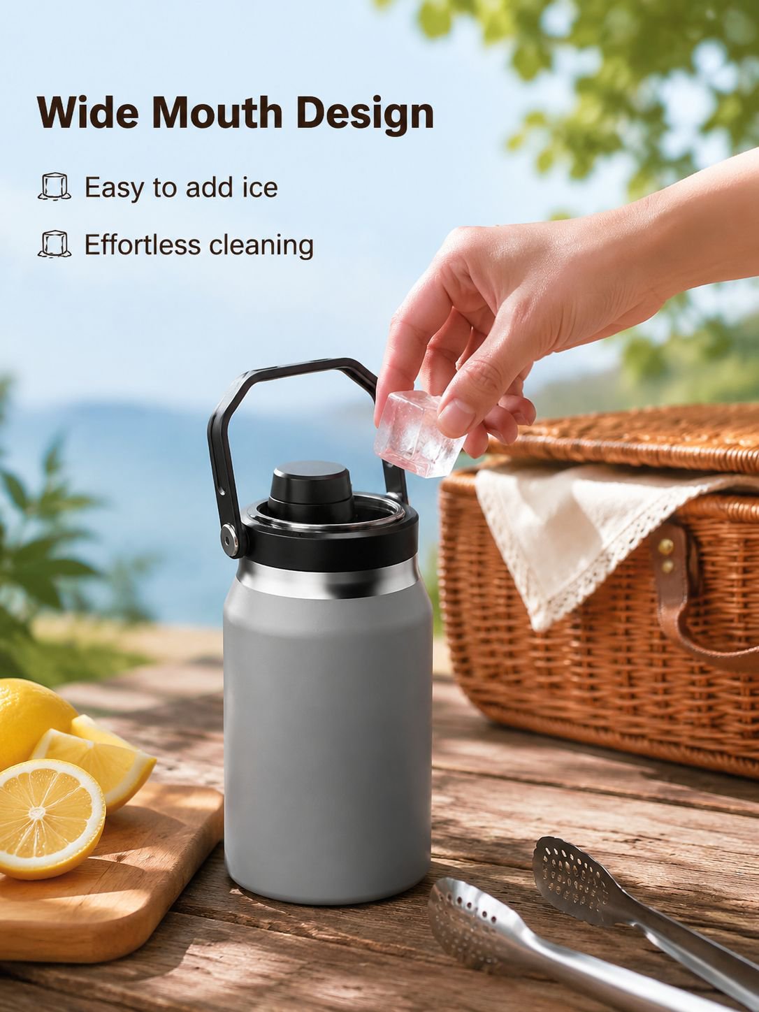 Portable Outdoor Straw Water Bottle & Car Ice Bucket