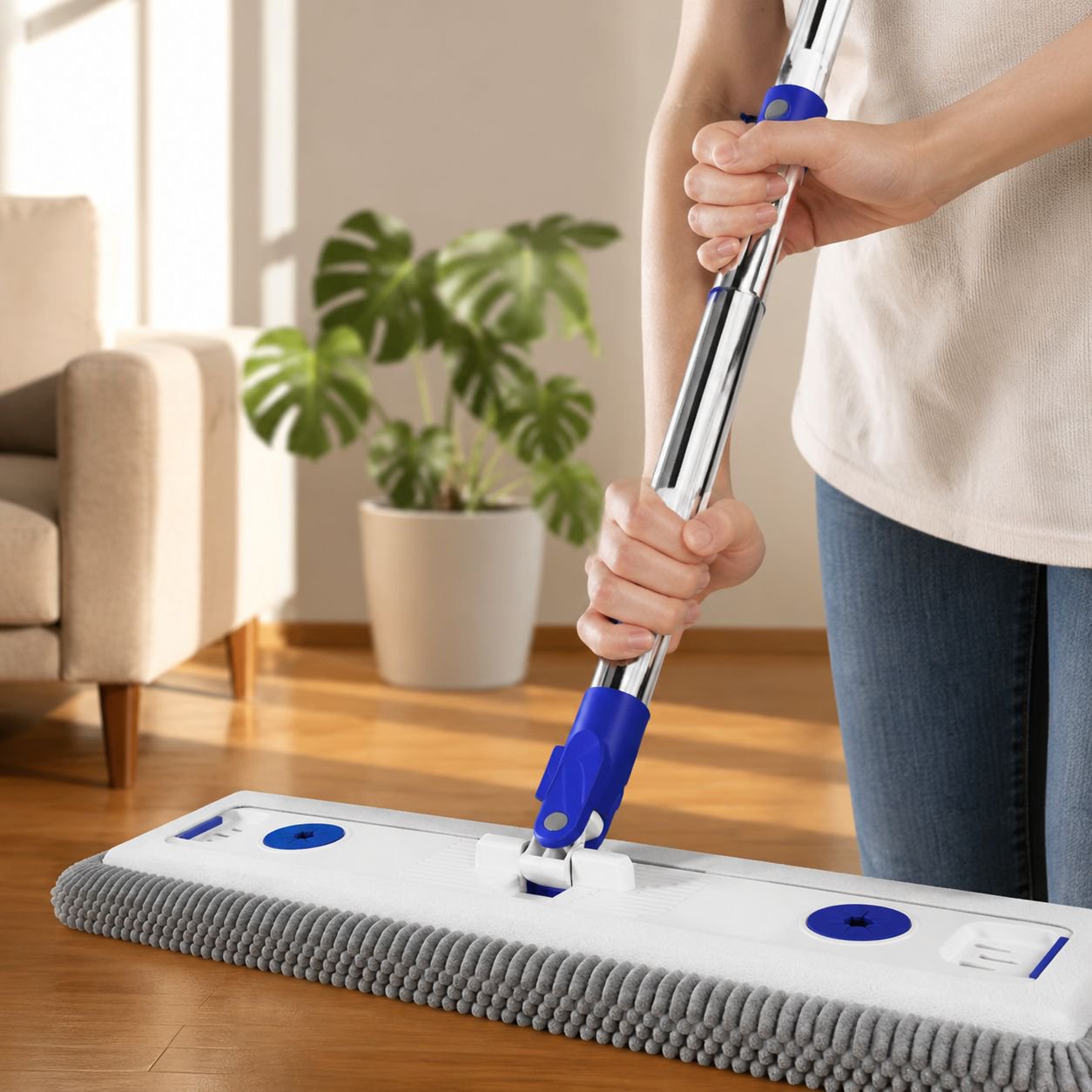 Mop extended to clean high ceilings