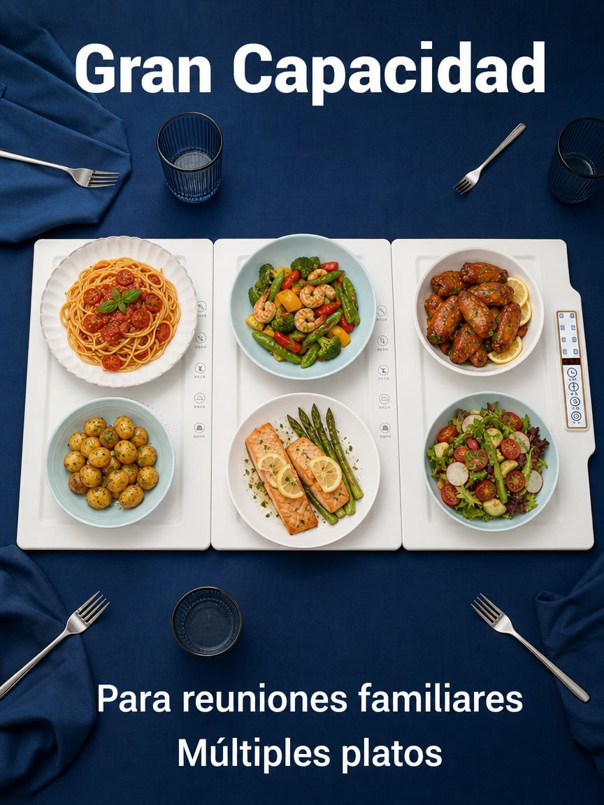 Calentador de Platos Multifuncional para Casa, Mesa de Comida Caliente Plegable y Modular