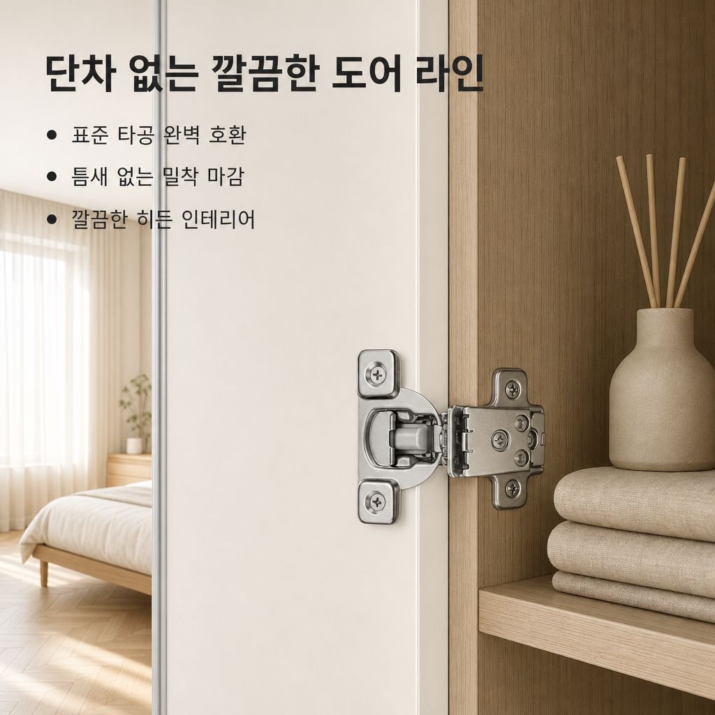 안여닫이 도어 경첩 옷장 통로문 히든 3D 유압 댐퍼 완충 힌지