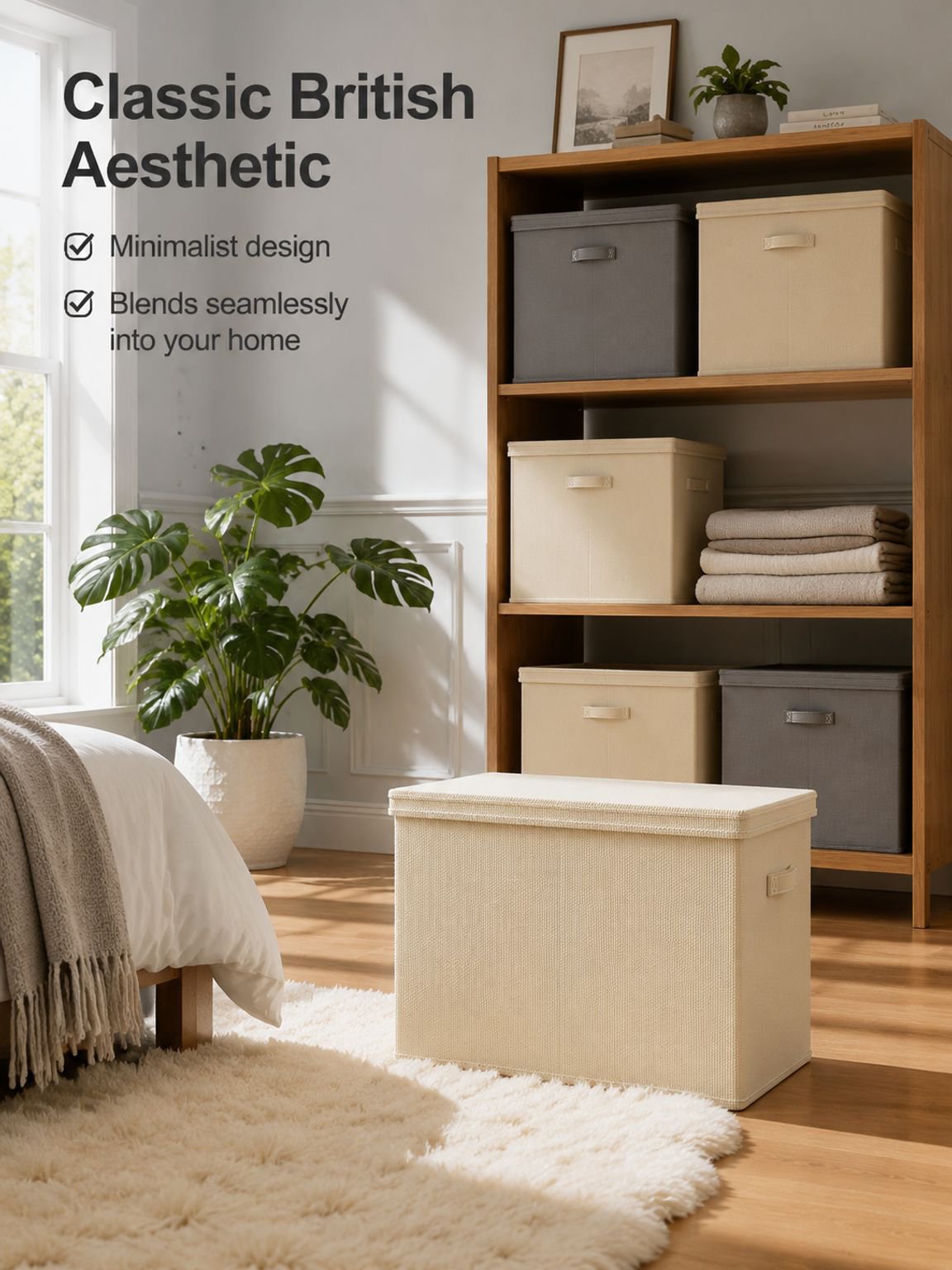 Large capacity fabric foldable storage box in closet