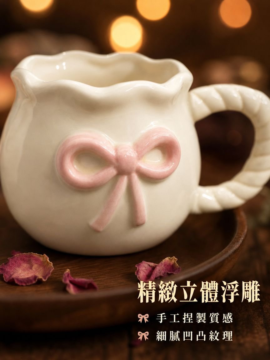 創意手工蝴蝶結陶瓷杯