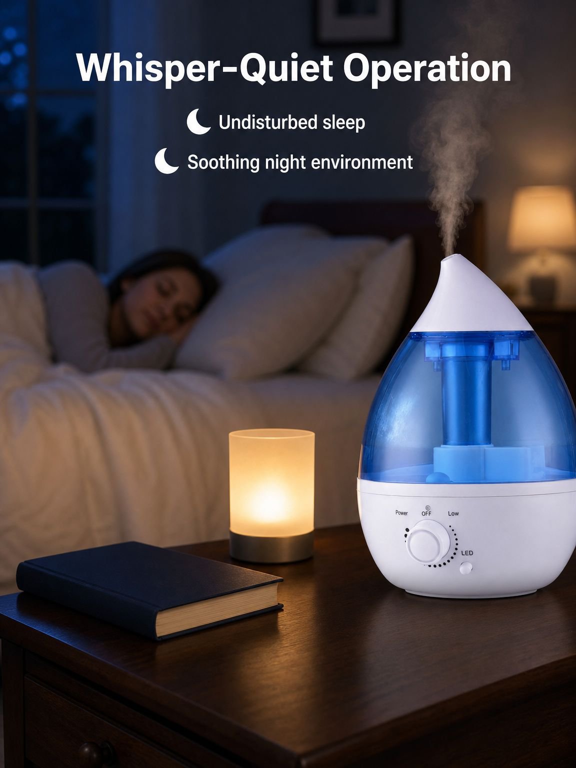 1.3L Ultrasonic Silent Humidifier with Aroma Function, Large Fog Output for Home