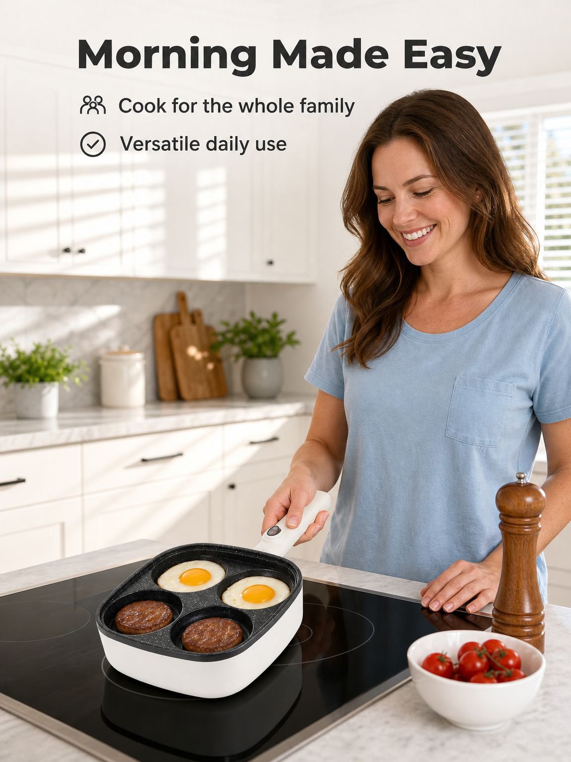 Four-hole non-stick frying pan