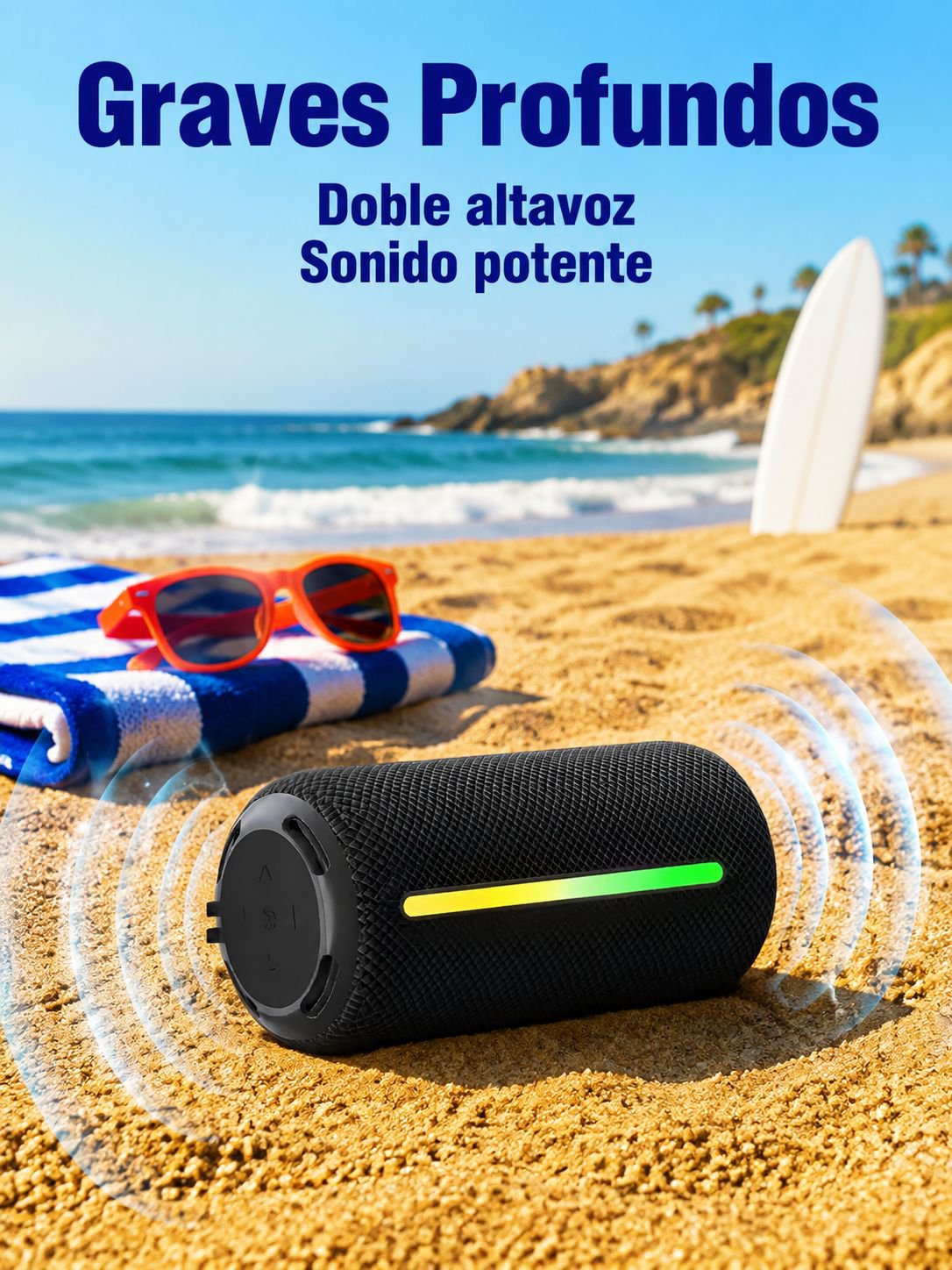 Nuevo altavoz Bluetooth 2025 con alta potencia, portátil, resistente al agua para exteriores y sonid