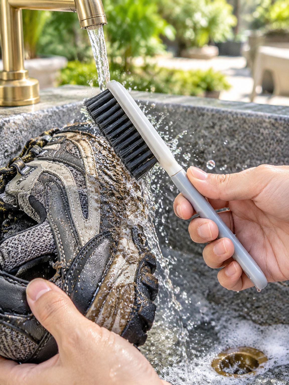 Gentle cleaning brush for shoes and textiles