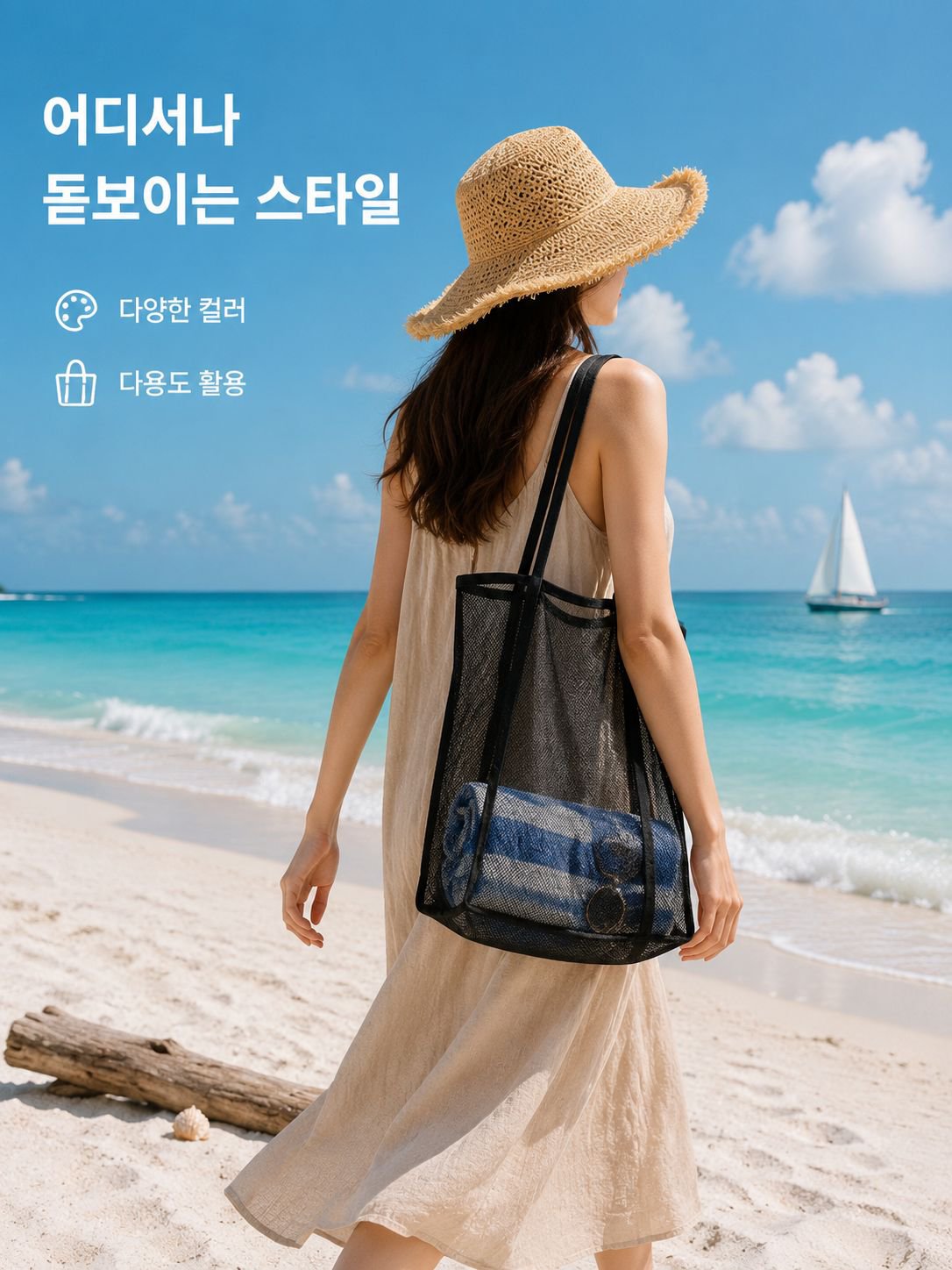 망사 주머니 수납 가방 초대형 다용도 솔리드 숄더 망사 주머니 메쉬 휴대용 비치 가방 장난감 비치 가방