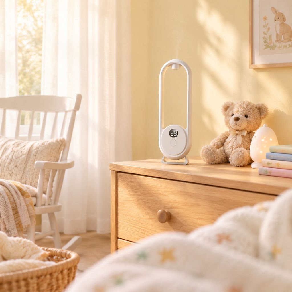Smart diffuser enhancing room ambiance with soothing aromas