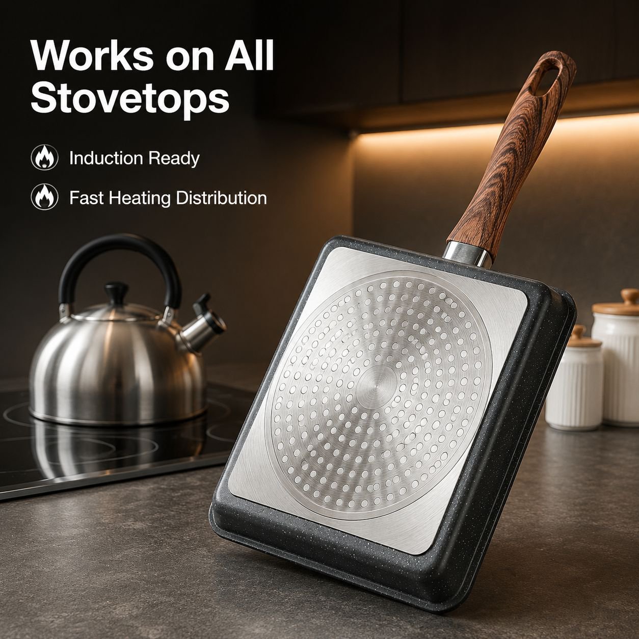 Anti-stick Rectangular Maifan Stone Omelette Pan