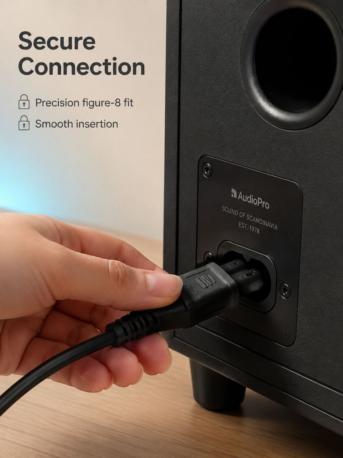 Black 1.5 meter figure-8 power cord for TV and laptop