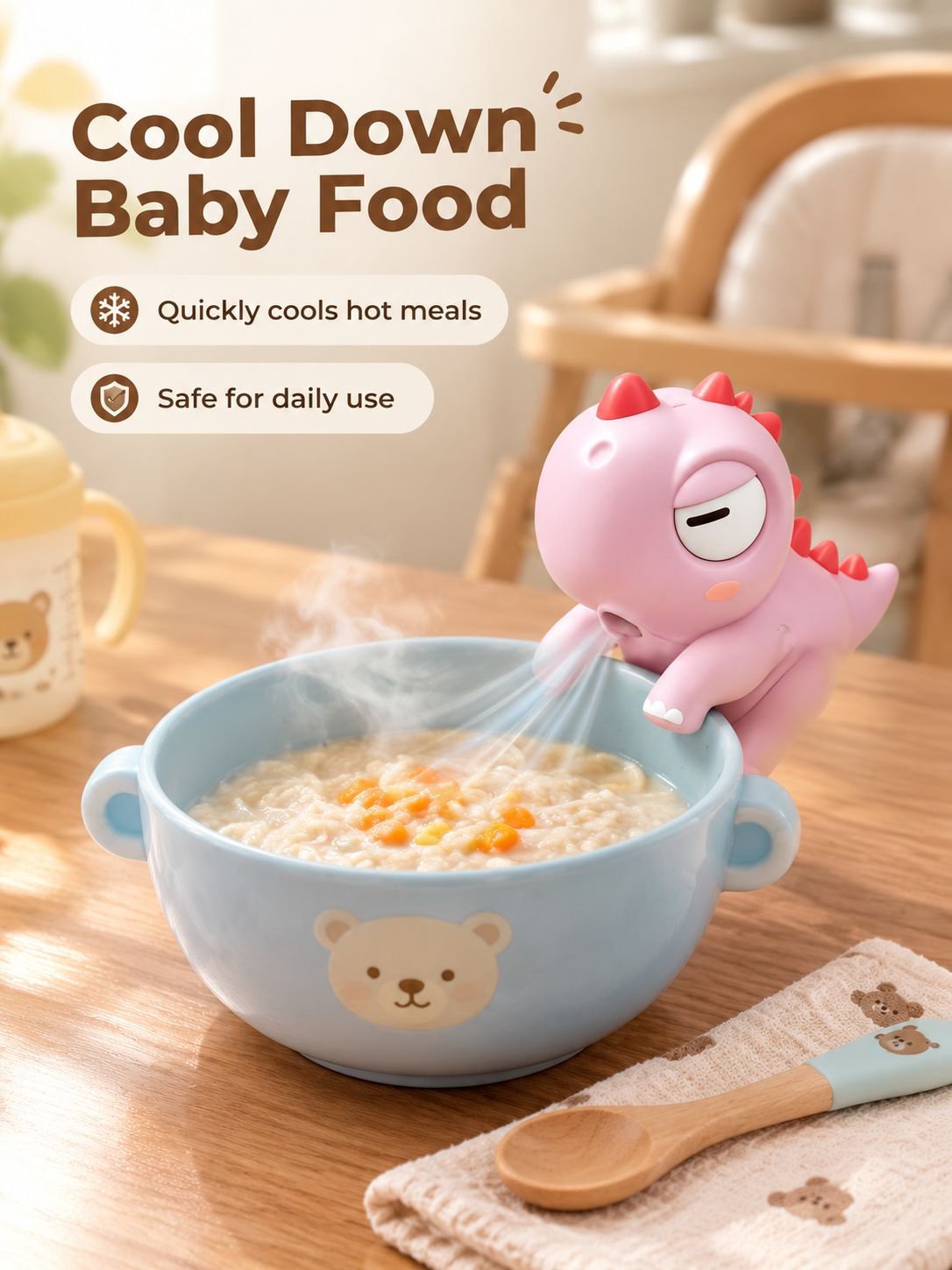 Multifunctional hanging cup mini fan, a great tool for cooling baby food, a portable neck-hanging mi