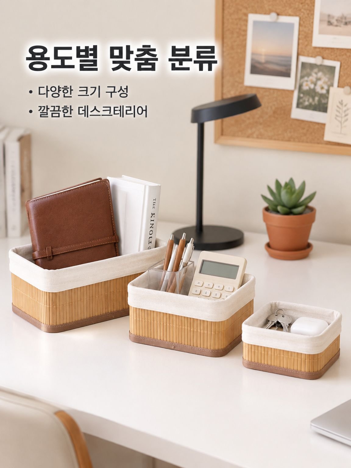대나무 짜임 수납 바구니