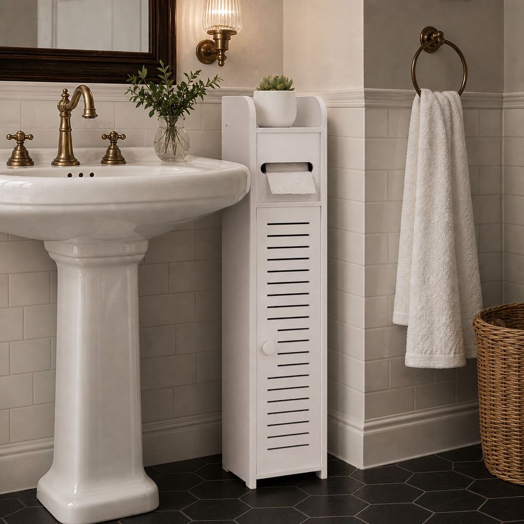 Compact bathroom storage for small spaces