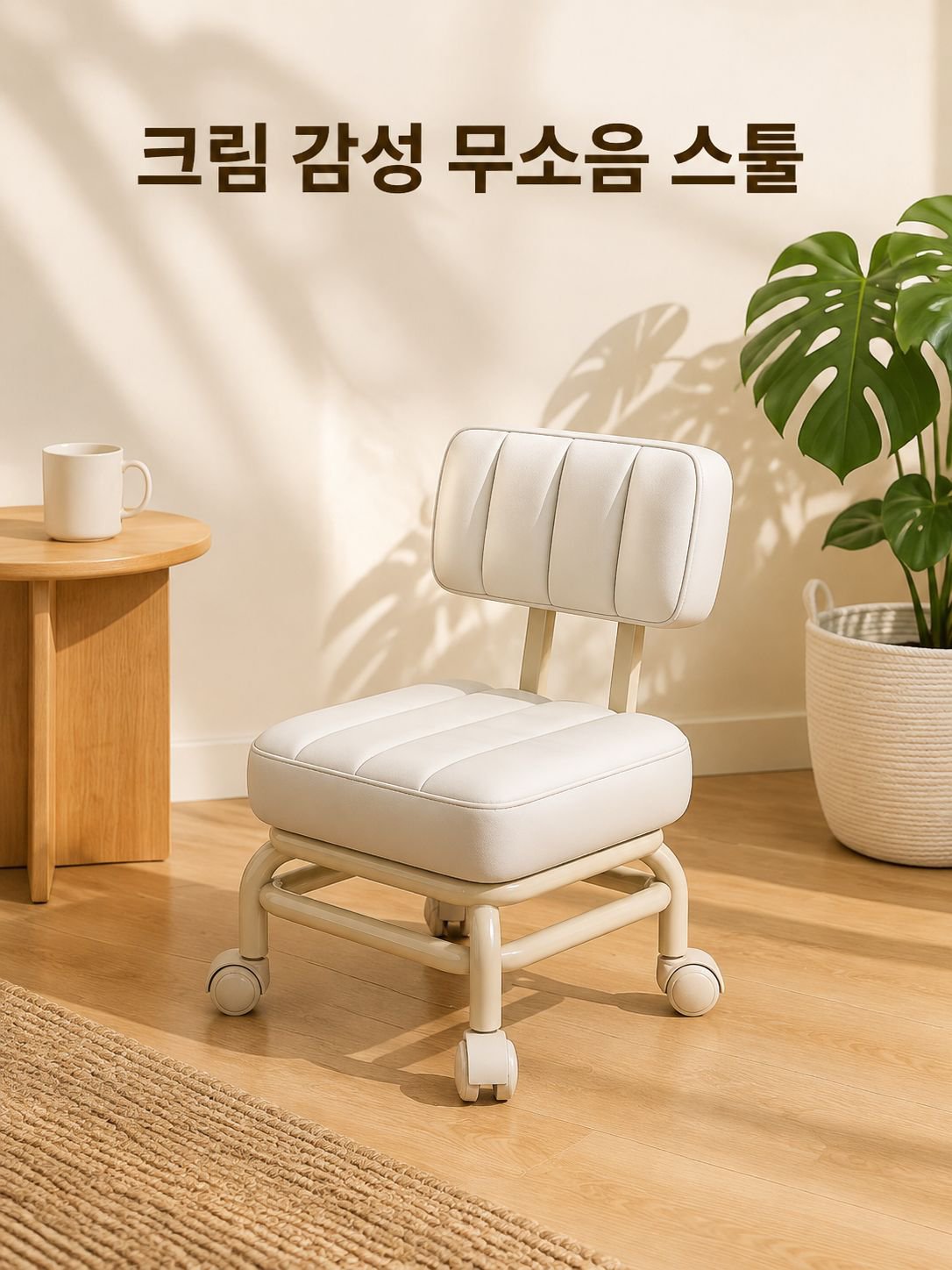 사방으로 회전하는 바퀴가 달린 조용한 벤치