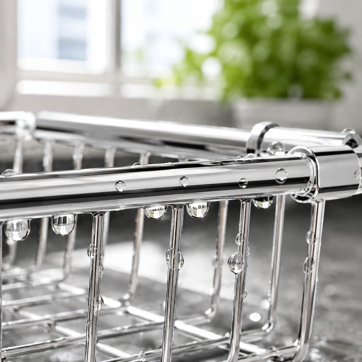Durable kitchen dish rack with utensil compartments