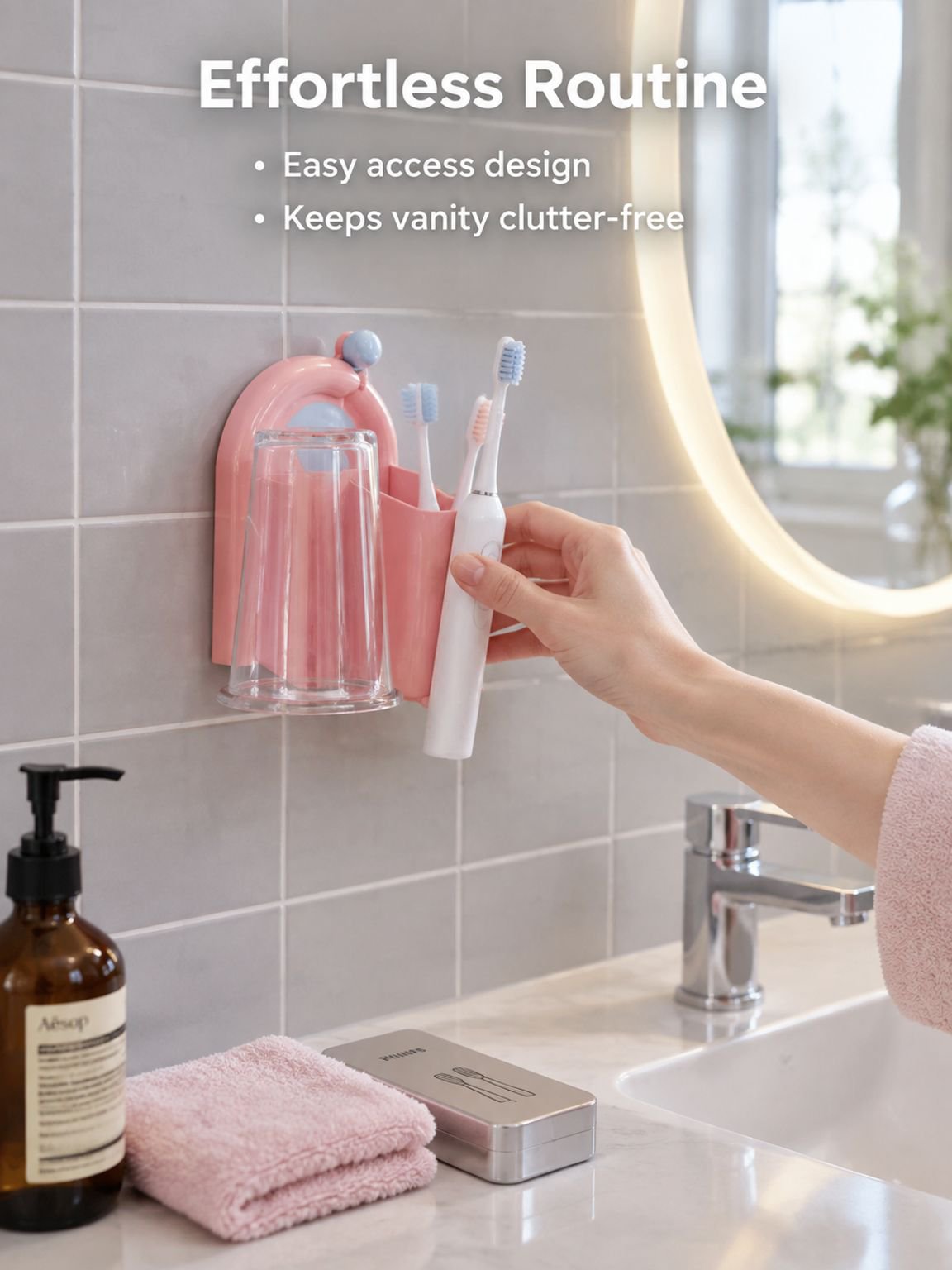 Wall-mounted Electric Toothbrush Holder with Rinse Cup