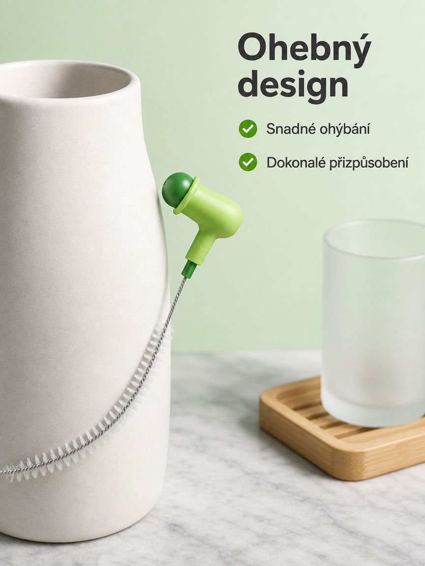 Kreativní čisticí kartáč na mezery ve tvaru hrášku, ohebný