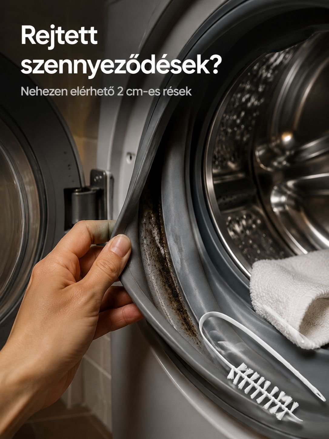 Hosszabbított tisztítókefe mosógép résekhez