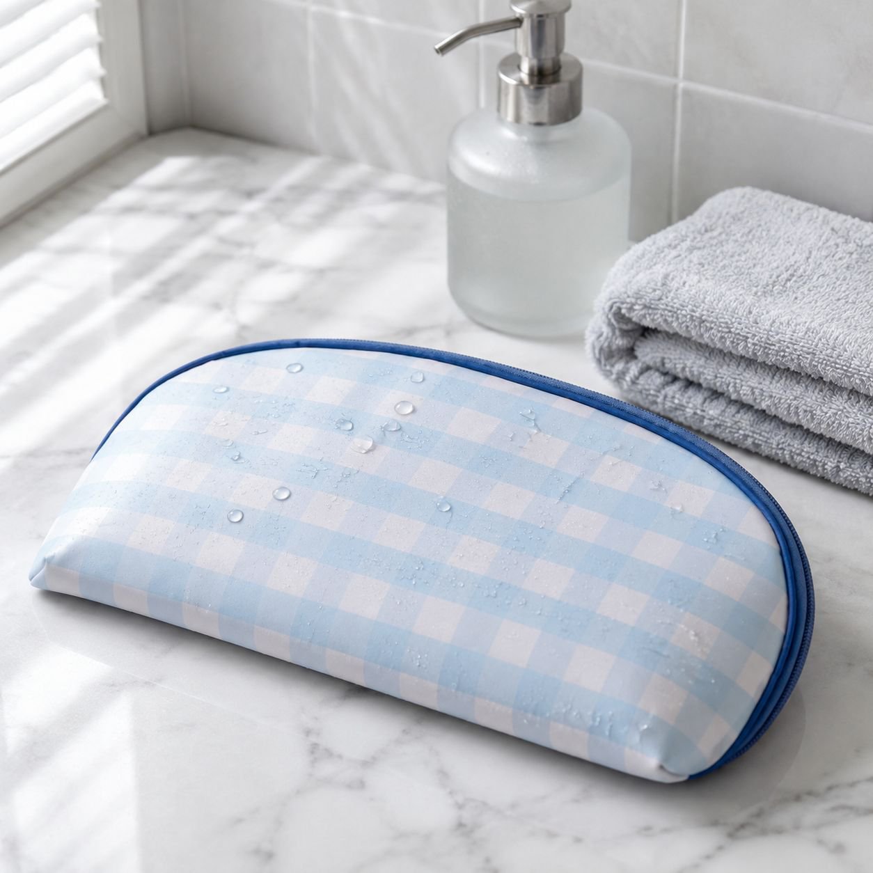 Wash bag with waterproof material for bathroom and gym use