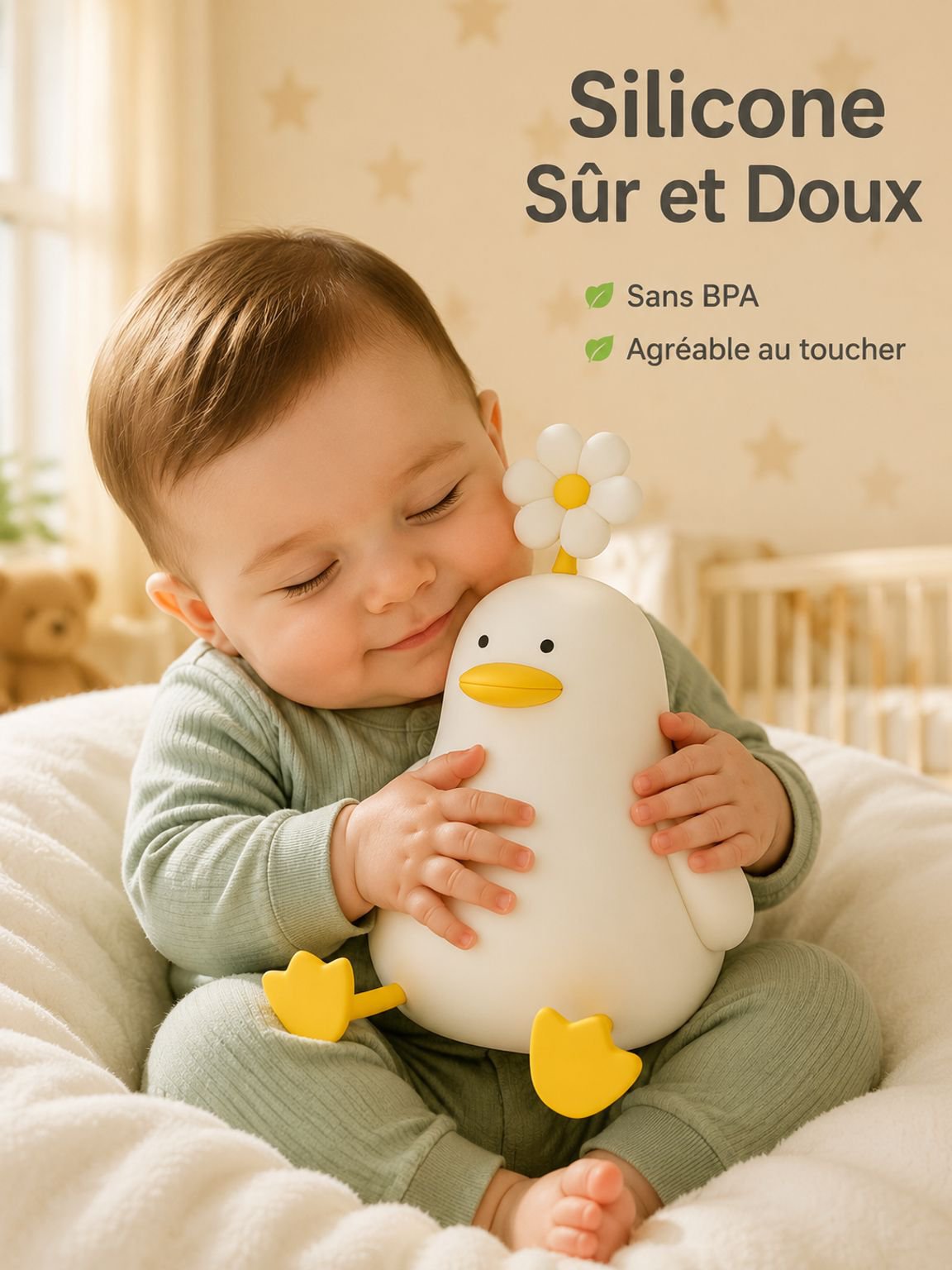 Canard fleur dormir avec petite veilleuse lit avec induction cadeau anniversaire enfant pat lampe jo