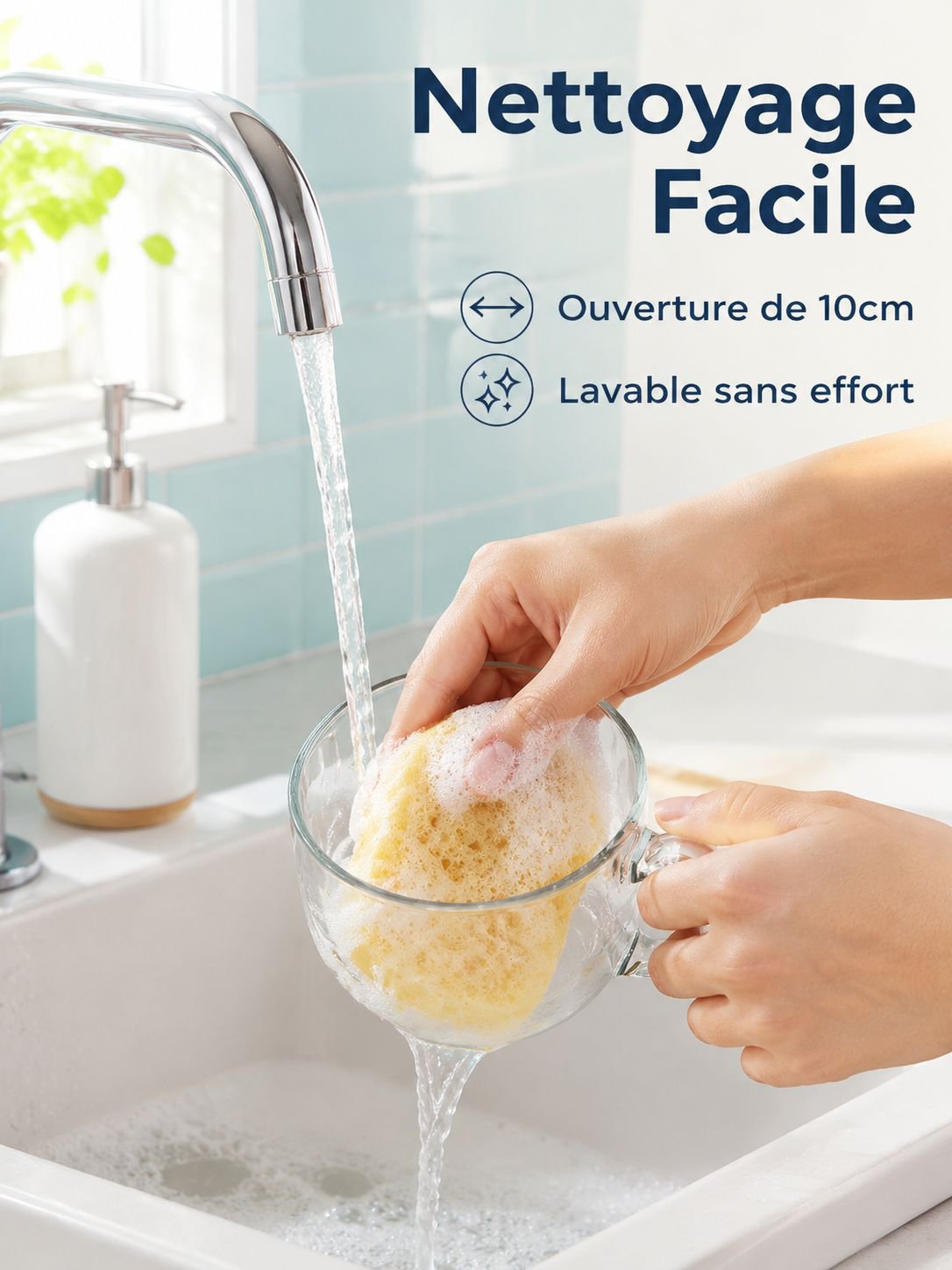 Verre à petit-déjeuner grande capacité avec couvercle et cuillère