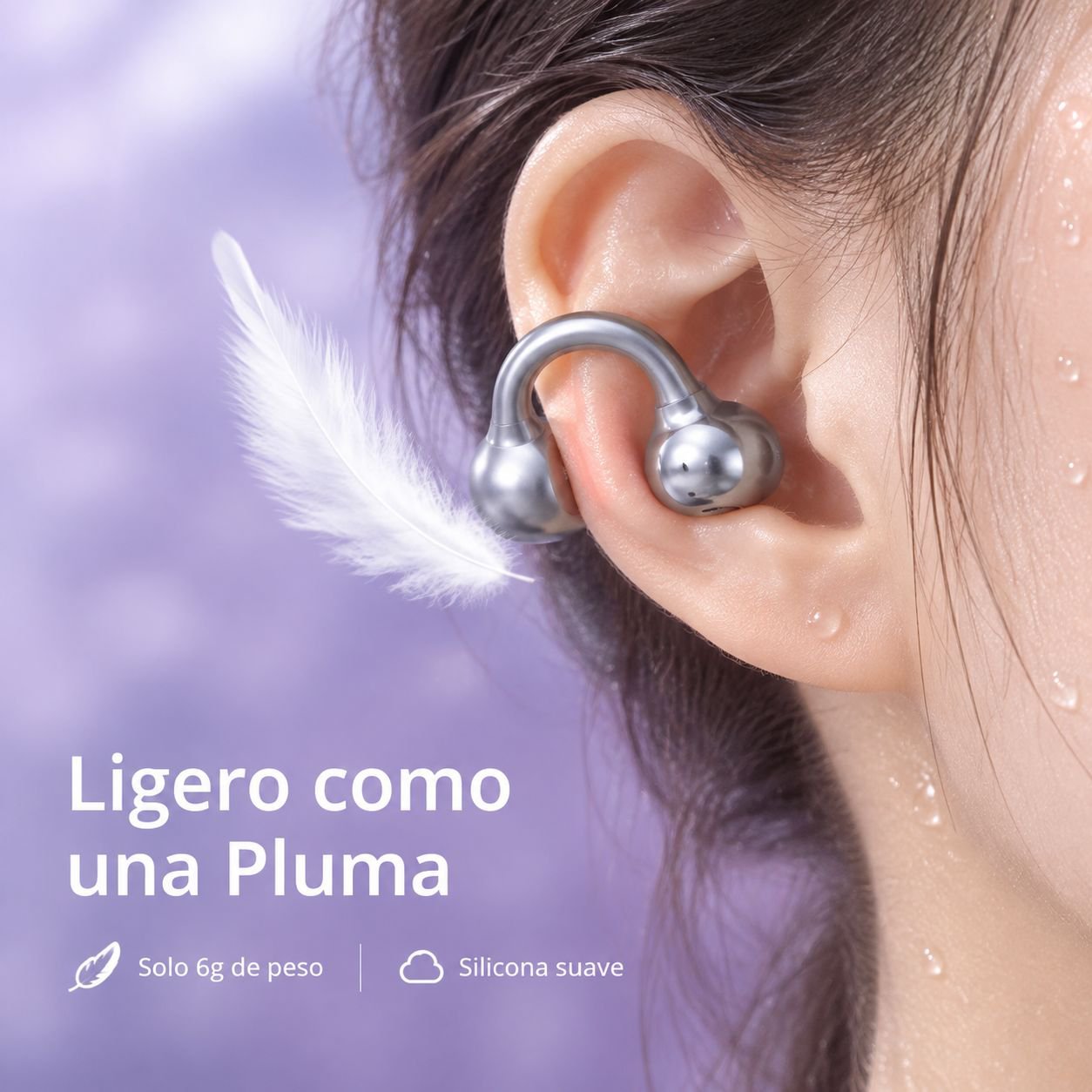 Auriculares Bluetooth deportivos con clip para la oreja, conducción ósea y cancelación de ruido