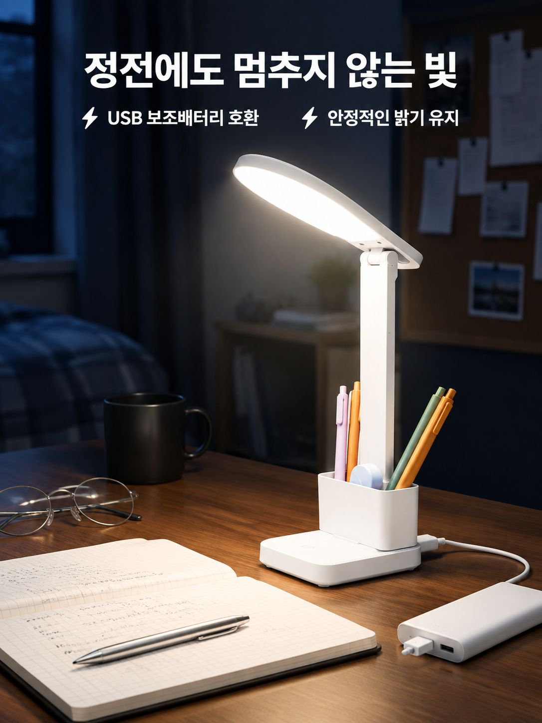 접이식 눈 보호 LED 무드등 침대 옆 독서등