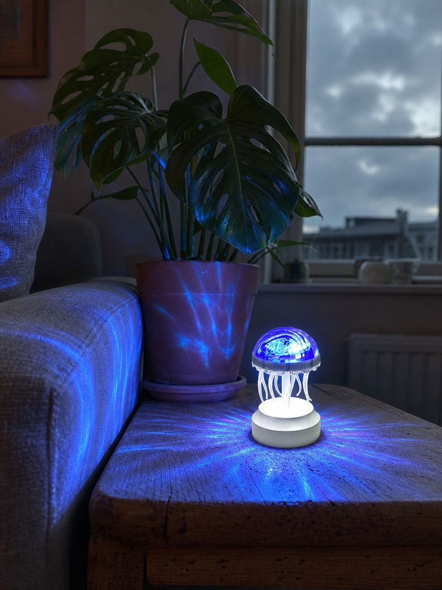 Modern living room with jellyfish mood light