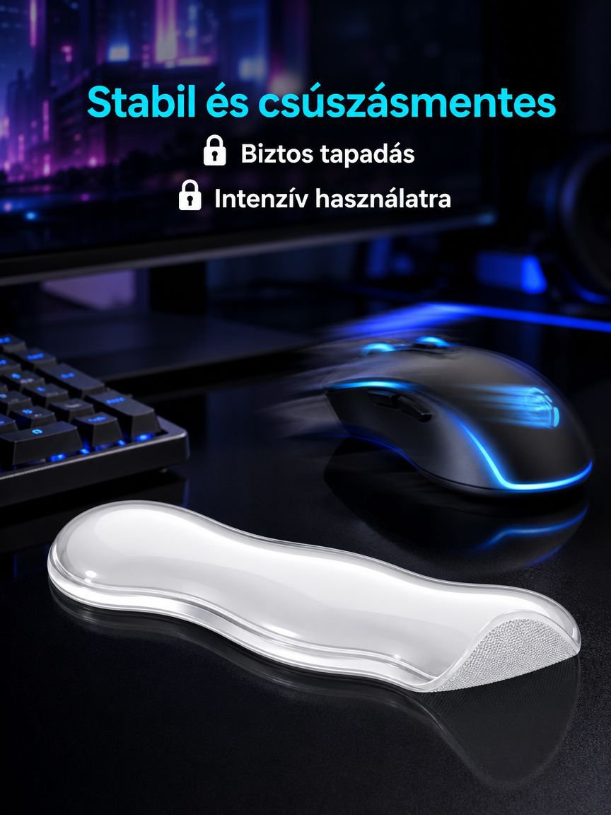 Hűsítő szilikon csuklótámasz egérhez és billentyűzethez
