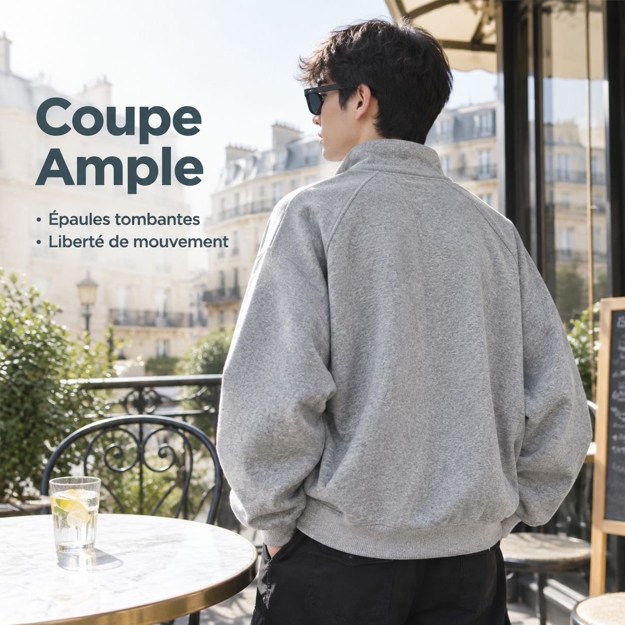 Blouson décontracté à col montant doublé pour homme automne
