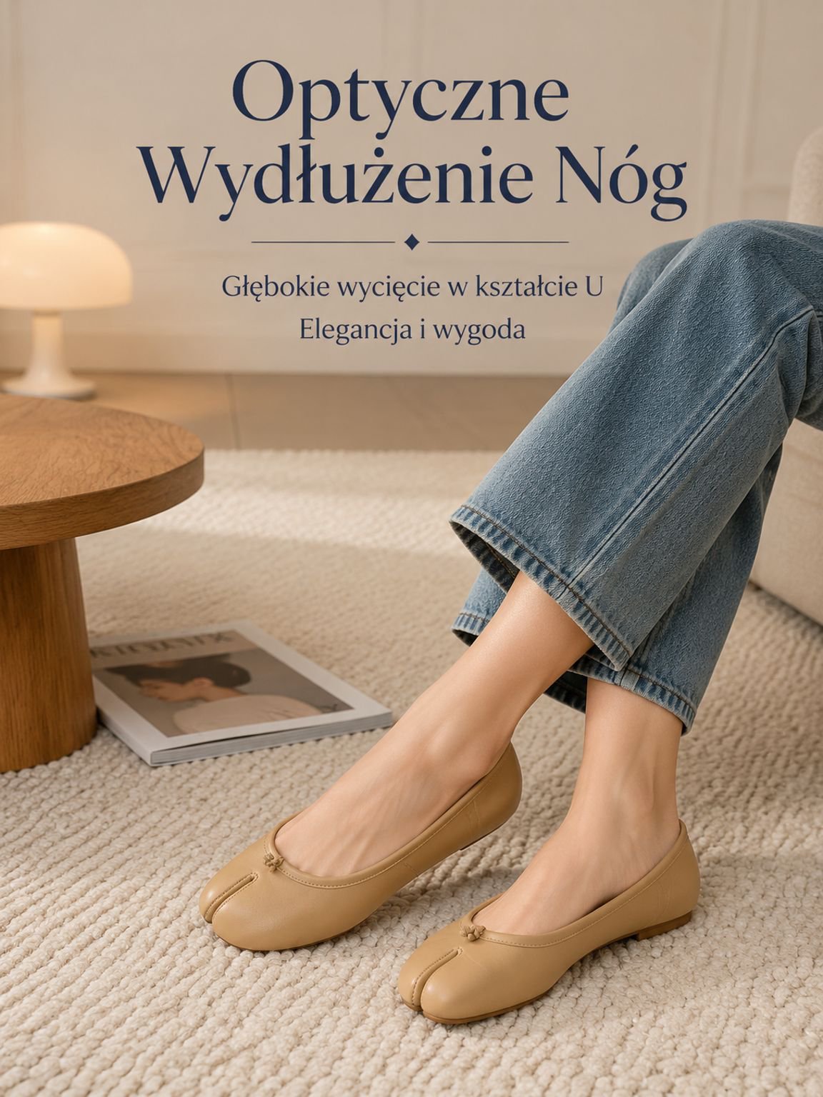 Damskie minimalistyczne mokasyny z płaską podeszwą i niskim wycięciem
